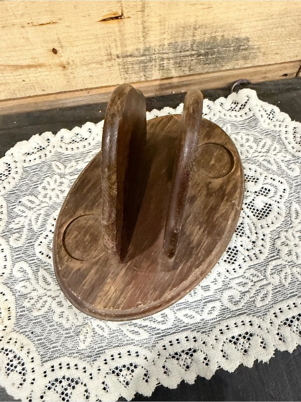 Rustic Wooden Letter or Napkin Holder - Brown